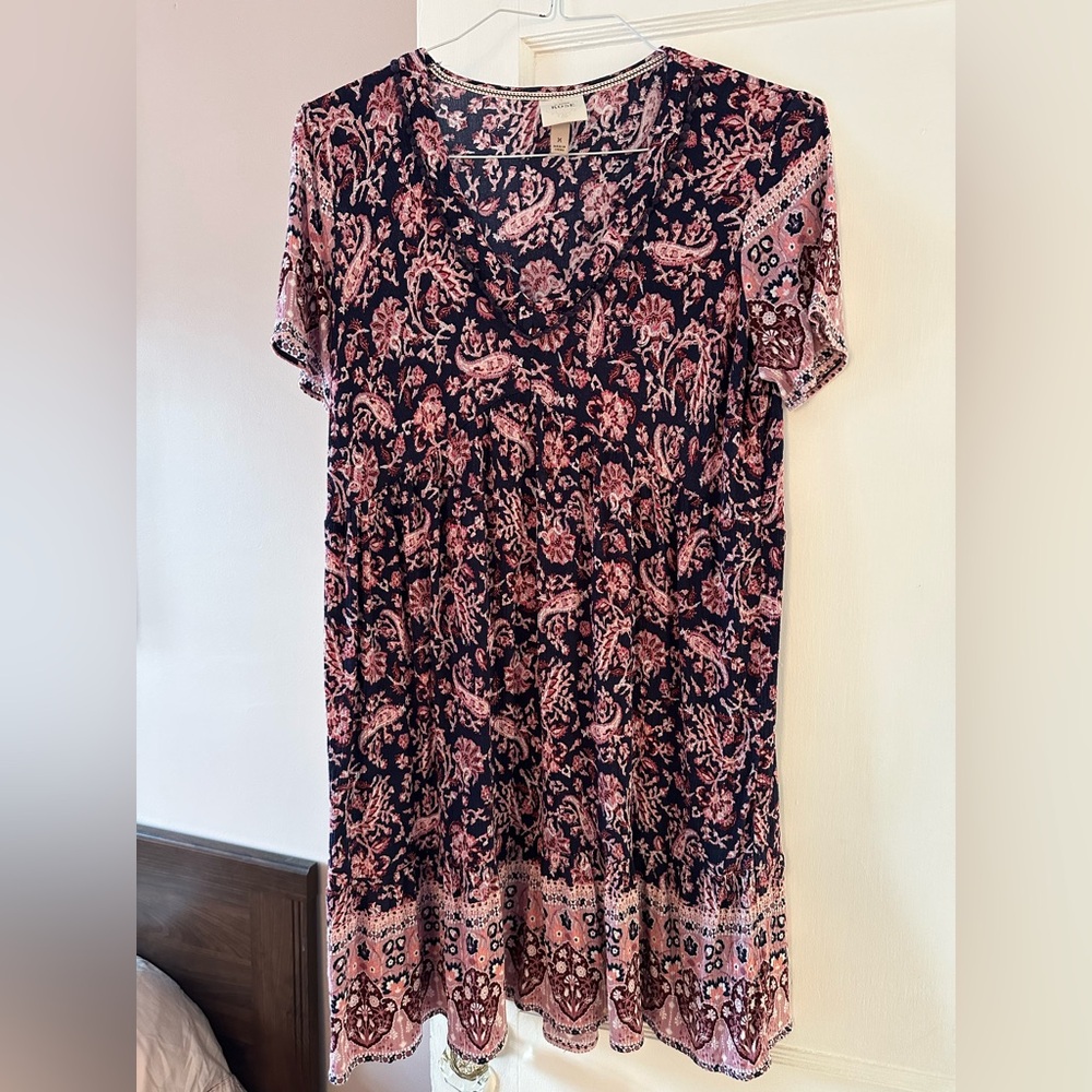 Knox Rose Pink and Black Floral Midi Dress